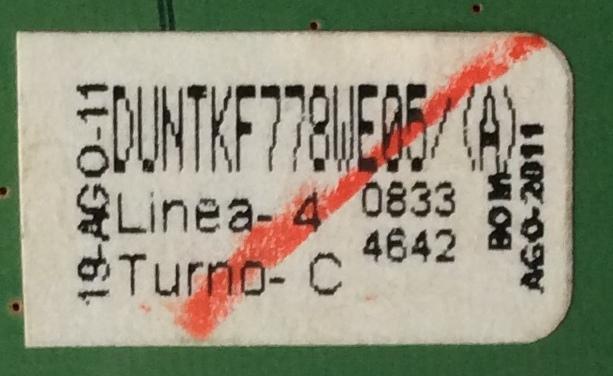 T-CON / SHARP DUNTKF778WE05 / RUNTK4910TP / CPWBX4910TP / QKITPF778WJN3 / QPWBXF778WJN3 / 4910TP / MODELO LC-60LE633U	 - Imagen 2