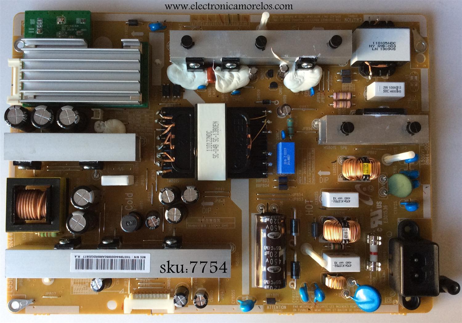 FUENTE DE PODER / SAMSUNG BN44-00565C / BN4400565C / L55DV1_DHS / MODELO UN55FH6030FXZA UH02	