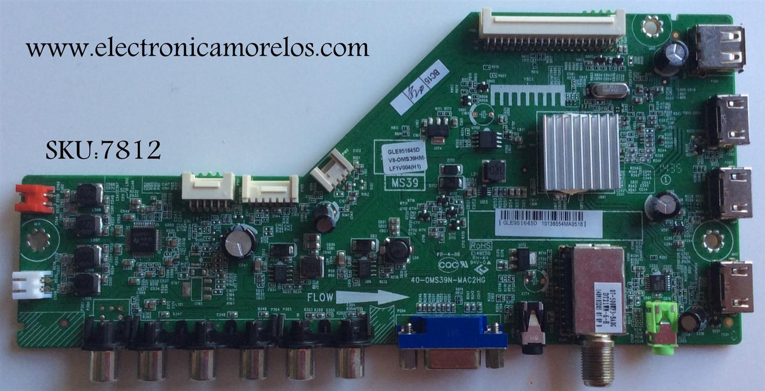 MAIN PARA TV TCL GLE951645D / 40-OMS39N-MAC2HG / V8-OMS39HM-LF1V004 / MODELO L40B2800