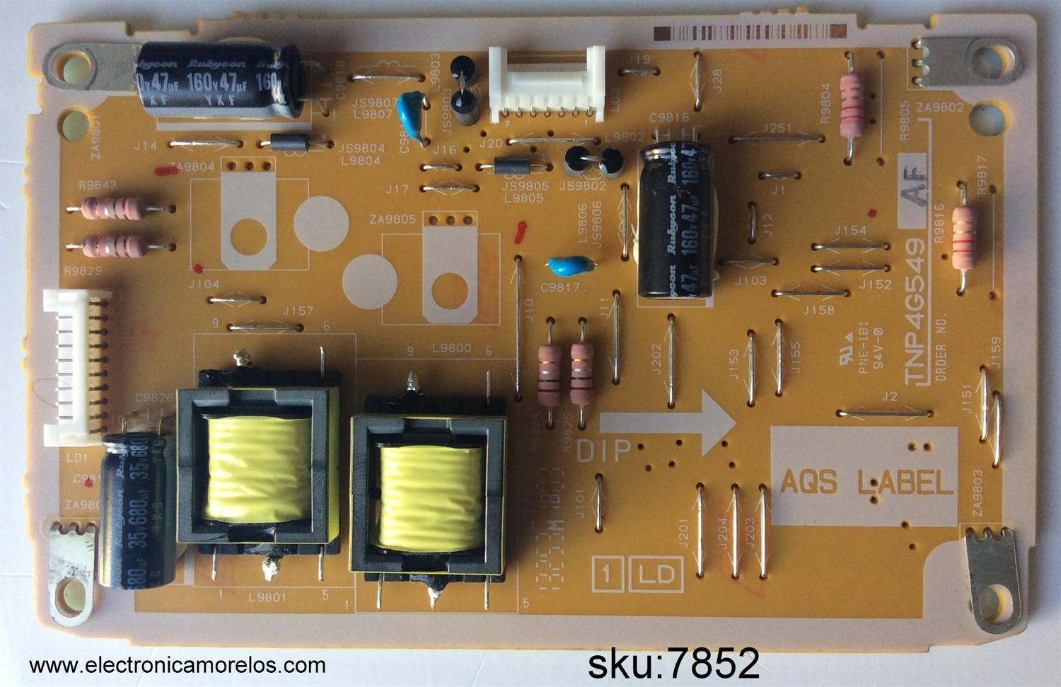 DRIVER / PANASONIC TXNLD1ZQUES / TNP4G549AF / TNP4G549 / MODELO TH-42LRU6	