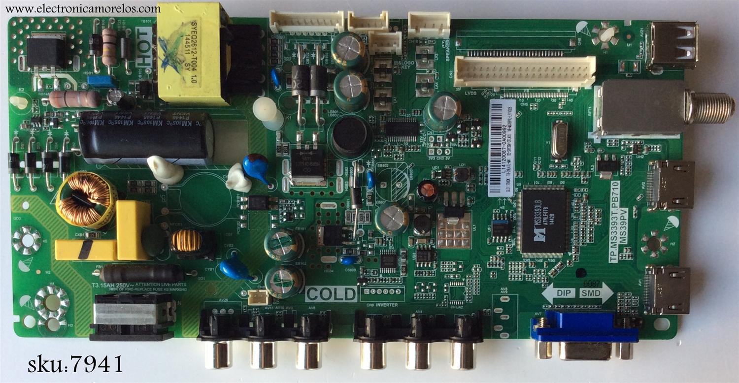 MAIN / FUENTE / TCL  L14120087 / TP.MS3393T.PB710 / MS39PV / 02-SHY9V-CFLA01 / V8-MS39PVL-LF1V026 / GLE117900K / T8-28LATL-MA1 / MODELO DE 28''