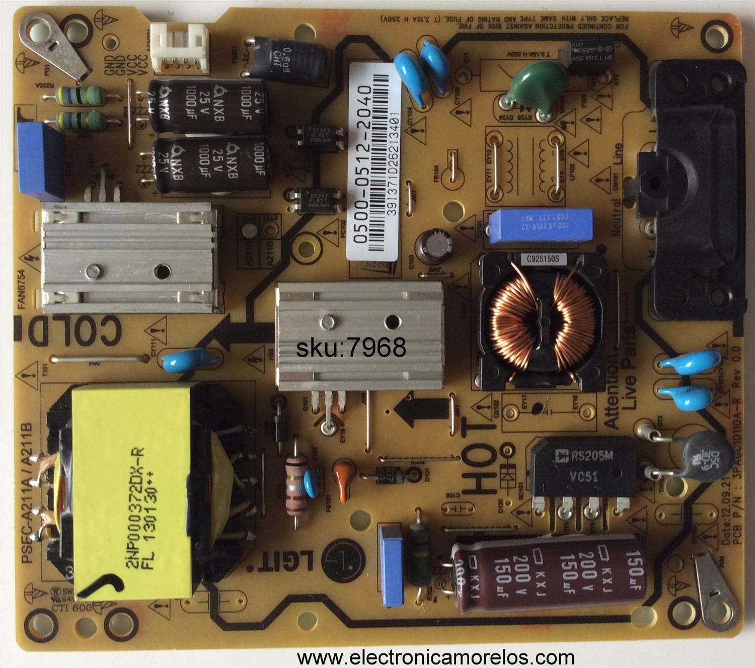 FUENTE DE PODER / VIZIO 0500-0512-2040 / PSEC-A211A/A211B / 050005122040 / 3PAGC10110A-R / 0500-0512-2040R /  MODELOS E320I-A0 / E370-A0 / E320-A0 LAEANLDN / E320-A0 LAEFNLCN / LAEKNLEN / LAEFNLCP / LAEKNLEP / MAS VERSIONES DE MODELO EN DESCRIPCIÓN