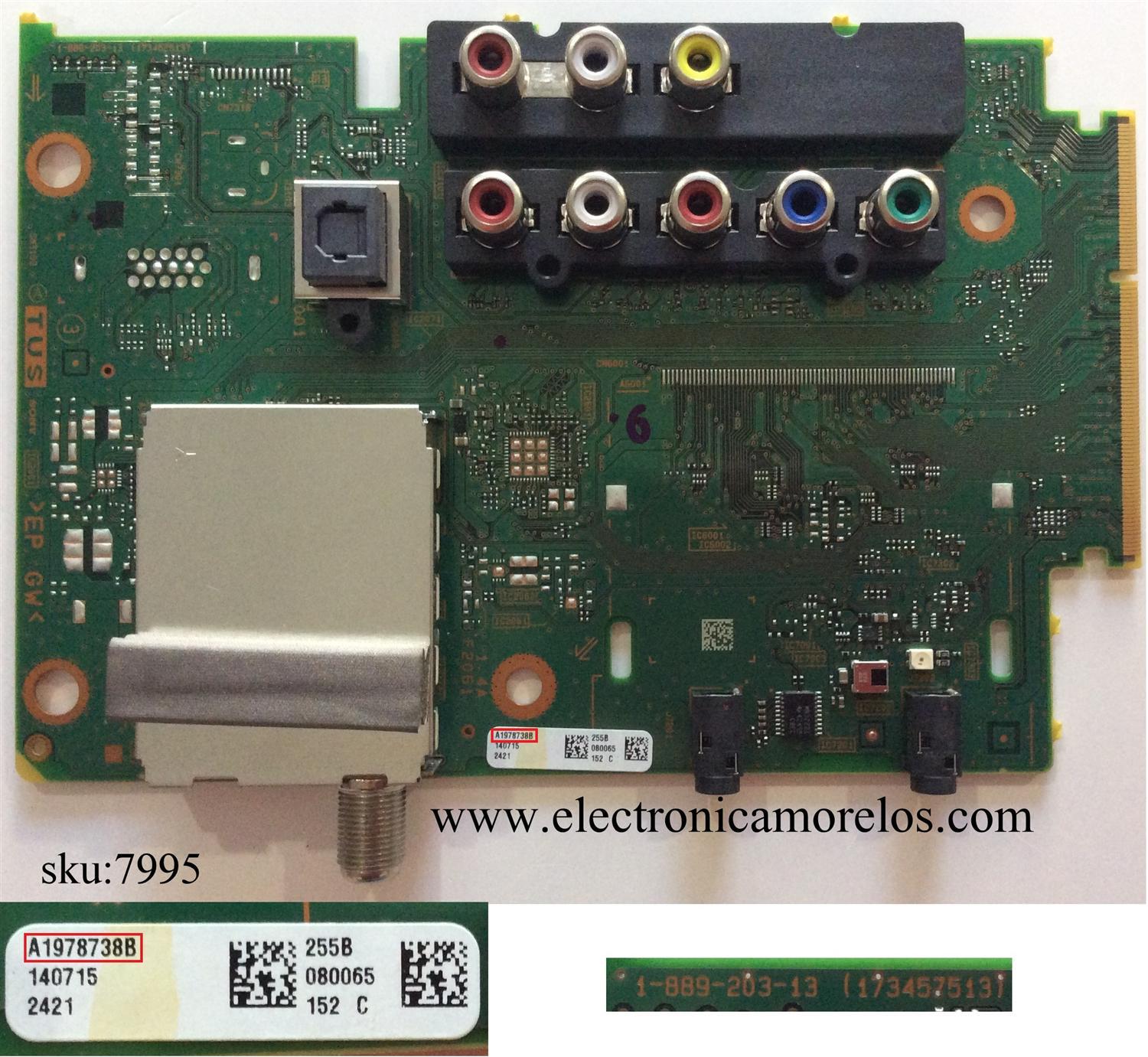 TARJETA TUNER  DIGITAL PARA CANALES Y  A/V / SONY 4K 3D / A-1978-738-B / A1978738B 255B / 1-889-203-13 / 173457513 / MODELO XBR-55X850B