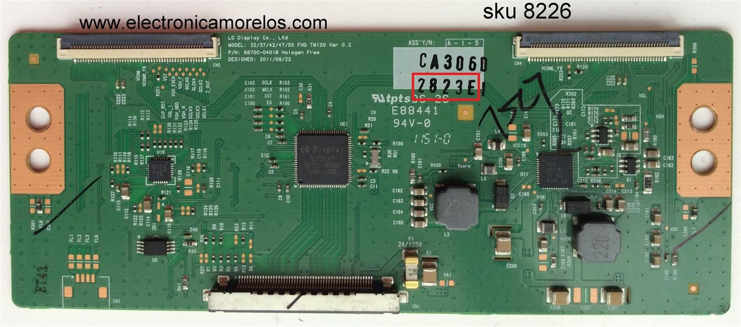T-CON / LG 6871L-2823E / 6870C-0401B / 2823E / MODELO 42LM5800-UC.AUSWLUR	