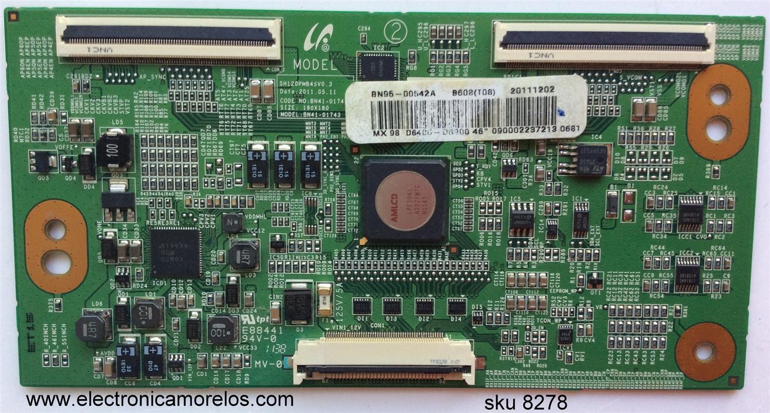 T-CON / SAMSUNG BN95-00542A / SH120PMB4SV0.3 / BN41-01743B / BN97-06126A / PARTES SUSTITUTAS LJ94-23176F / LJ94-23176E / LJ94-23176G / MODELO UN46D6900WFXZA / PANEL LTJ460HW01-B	