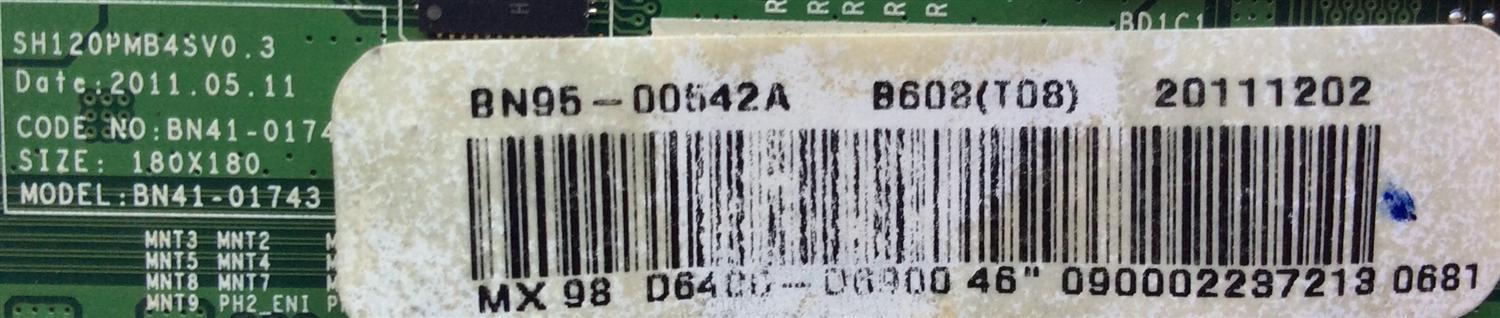 T-CON / SAMSUNG BN95-00542A / SH120PMB4SV0.3 / BN41-01743B / BN97-06126A / PARTES SUSTITUTAS LJ94-23176F / LJ94-23176E / LJ94-23176G / MODELO UN46D6900WFXZA / PANEL LTJ460HW01-B	 - Imagen 2