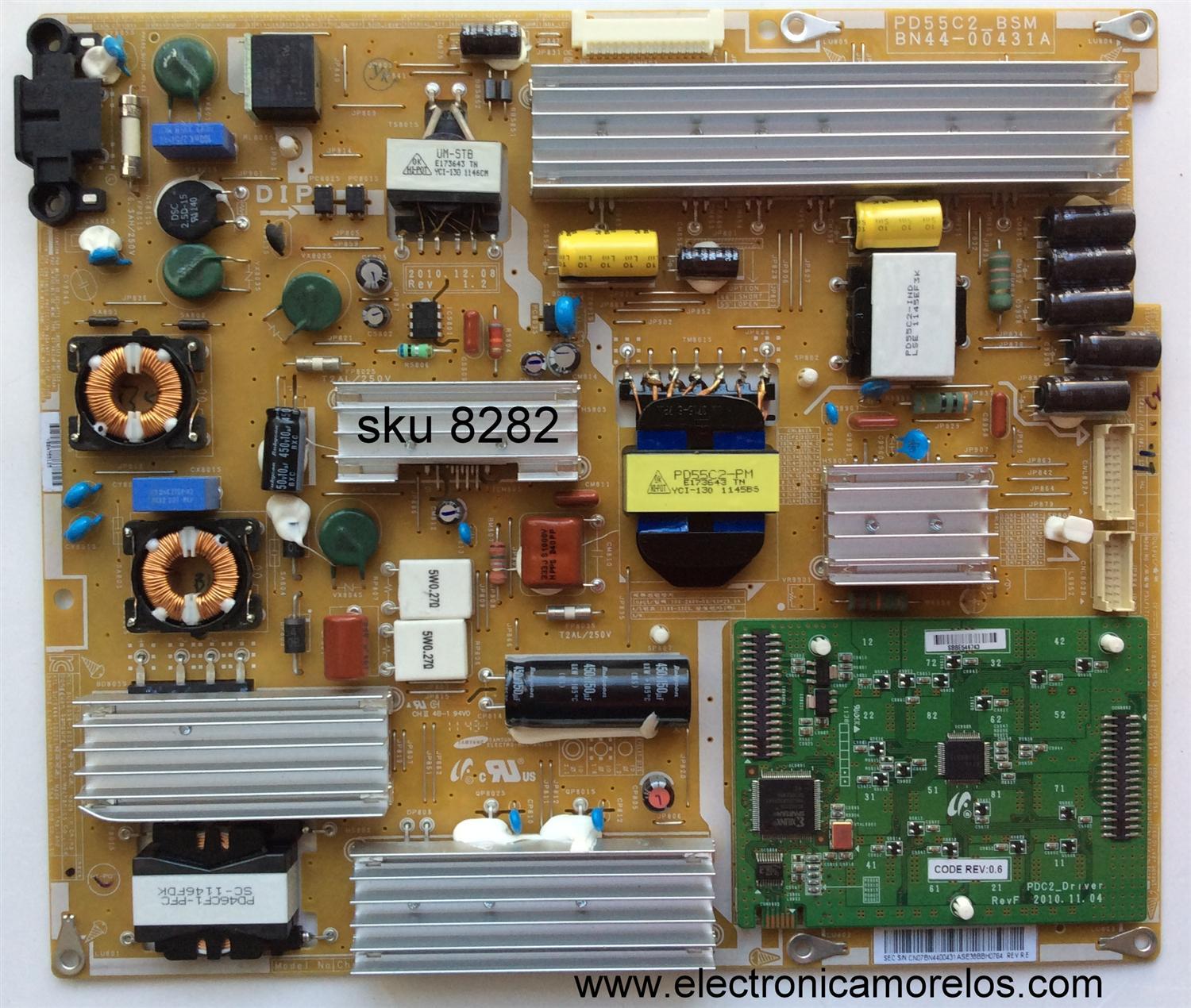 FUENTE DE PODER / SAMSUNG BN44-00431A / PSLF171C03A / PD55C2_BSM /SU10054-10038 / BN4400431A / PANEL LTJ550HQ06-J / MODELOS UN55D7900XFXZA / UN55D8000YFXZA / UN55D8000YFXZA H302