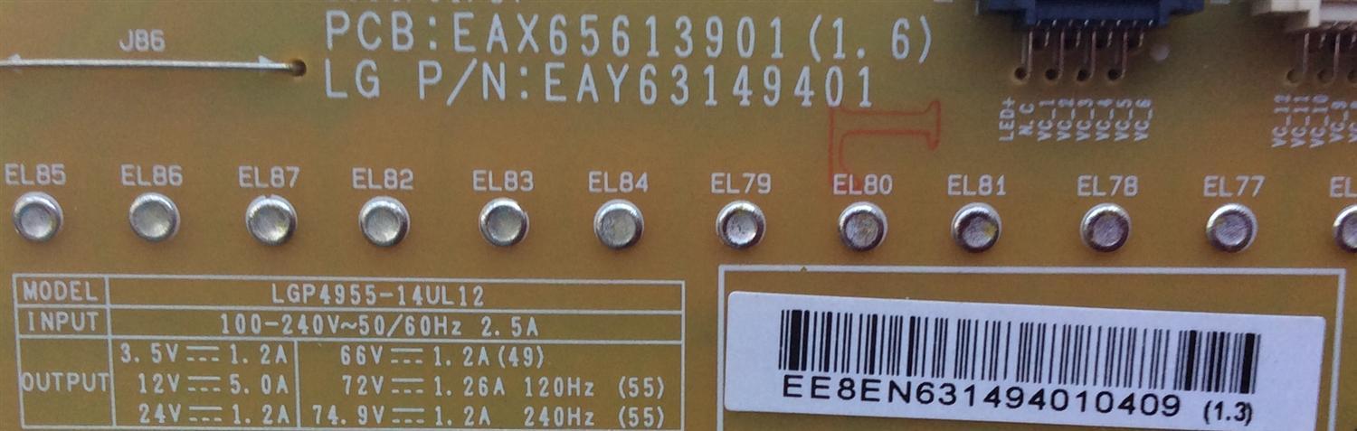 FUENTE DE PODER PARA TV LG / NUMERO DE PARTE EAY63149401 / LGP4955-14UL12 / EAX65613901 / 63149401 / MODELOS 49UB8200-UH / 49UB8200-UH.AUMWLJM / 49UB8300-UG / 49UB8500-UA / 55UB8200-UH / 55UB8300-UG / 55UB9500-UA / MAS MODELOS EN DESCRIPCIÓN - Imagen 2