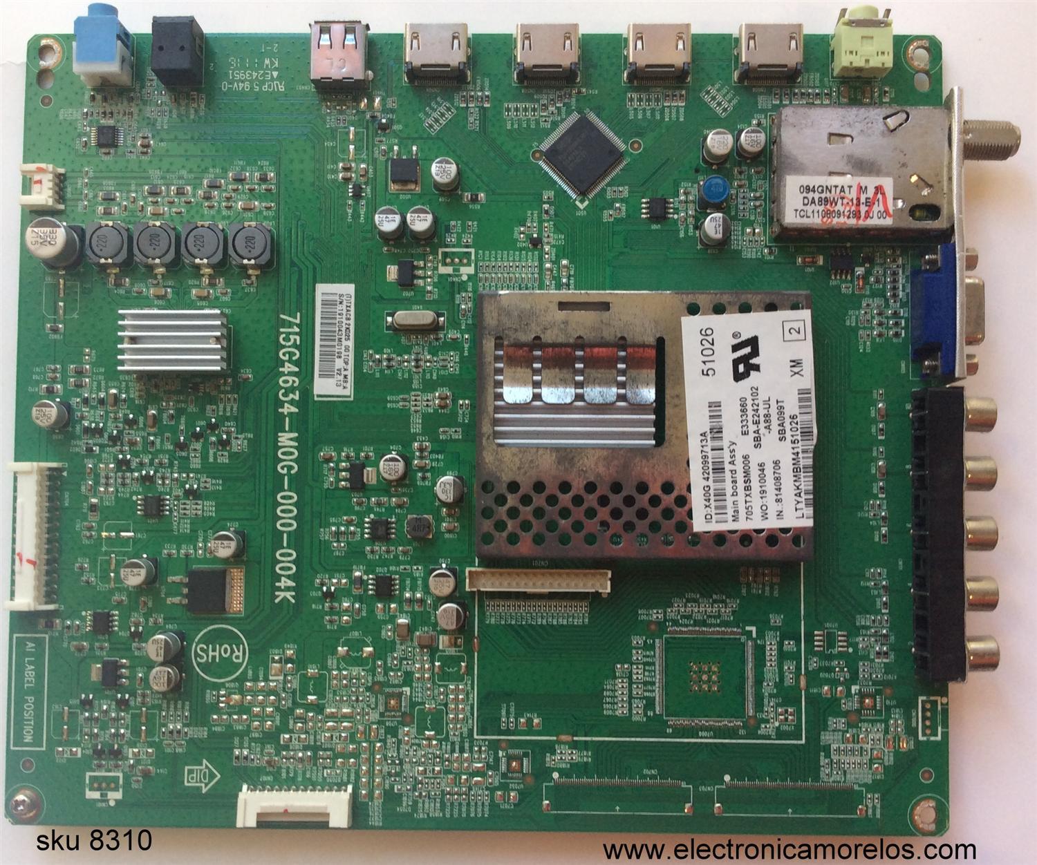MAIN / VIZIO CBPFTXACB2K025 / 715G4634-M01-000-004K / TXACB2K02500 / MODELO E420VT LTMAKMBM	