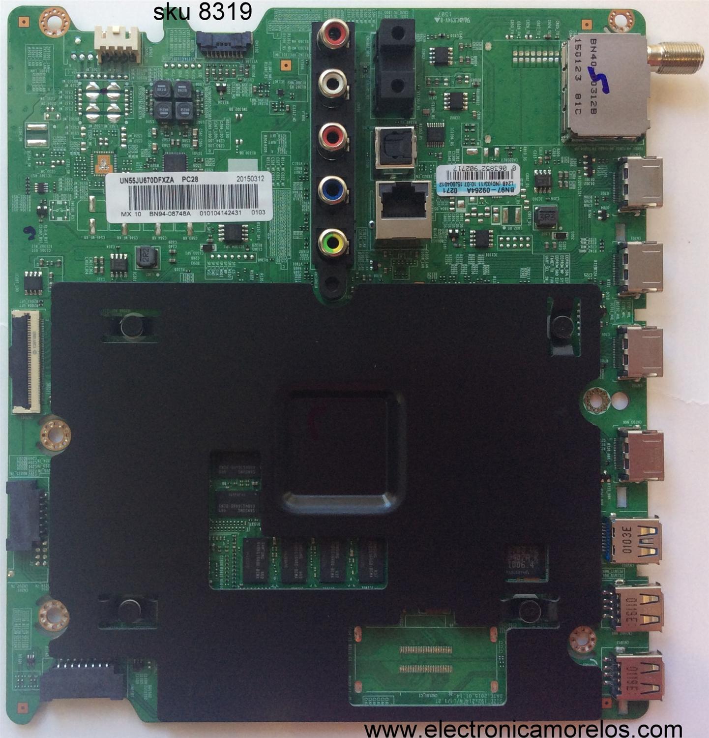 MAIN PARA TV SAMSUNG / NUMERO DE PARTE BN94-08748A / BN97-09264A / BN41-02344A / BN9408748A / PANEL CY-WJ055HGLV4H / MODELO UN55JU670 / UN55JU670DFXZA TH01