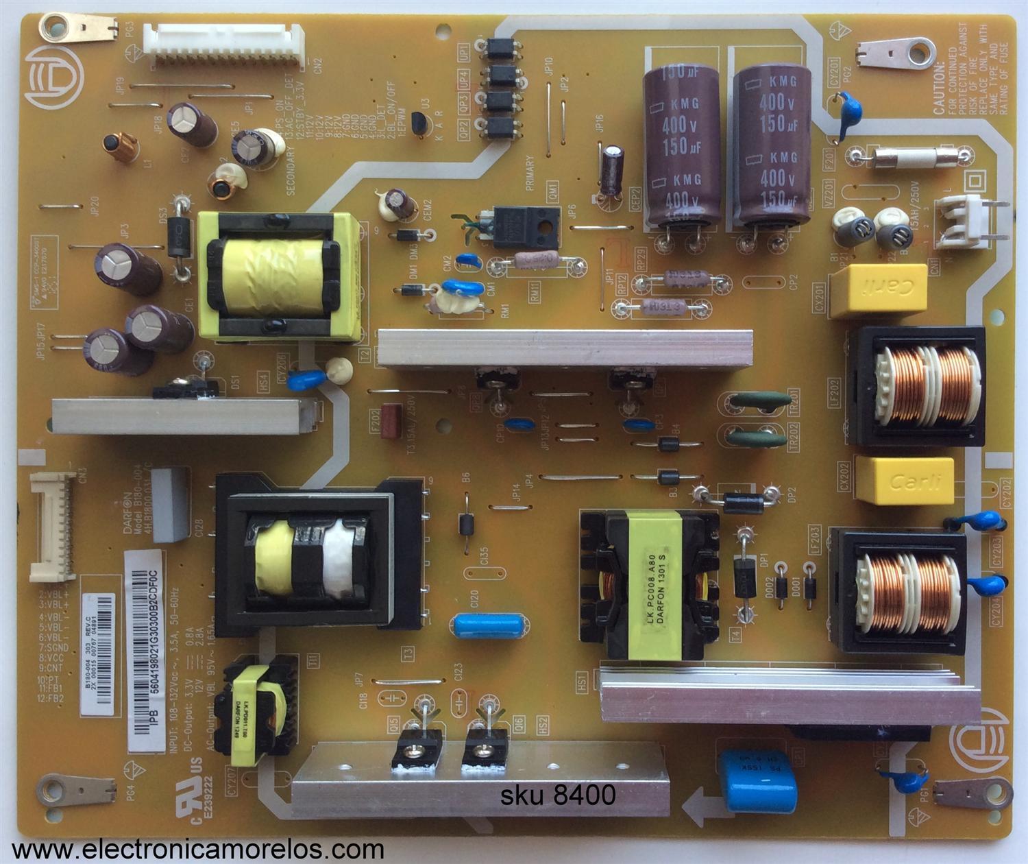 FUENTE DE PODER / VIZIO 56.04198.021 / 5604198021 / 4H.B1800.031 /C / 56.04198.021 /  5604198021G / B180-004 / MODELOS E502AR / E502AR LWJANHAN / E502AR LWJANHAP