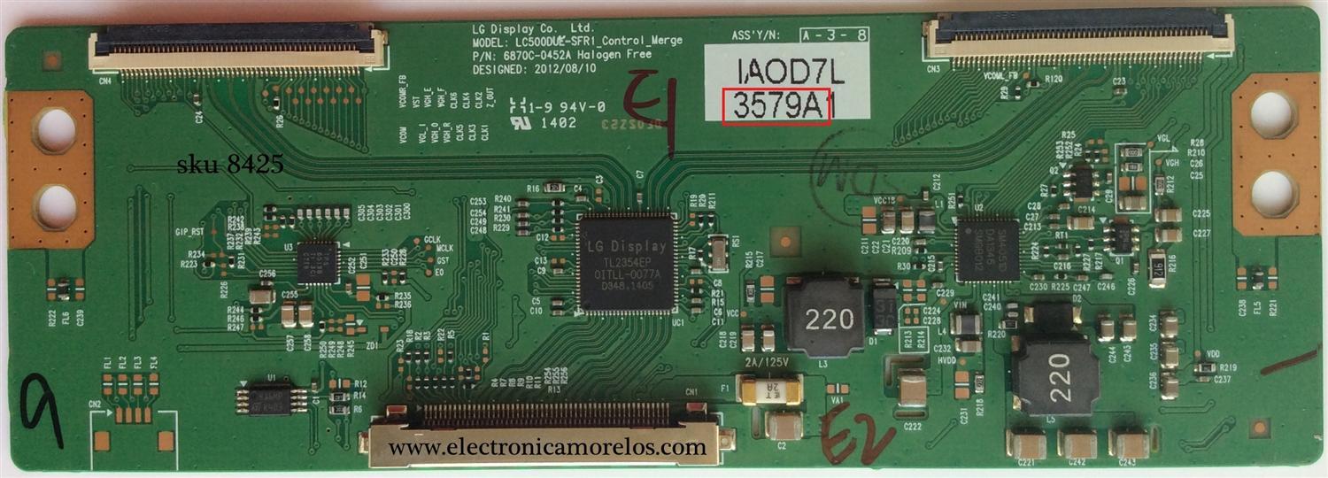 T-CON / LG 6871L-3579A / 6870C-0452A / 3579A / PANEL´S LC420DUE (SF)(R5) / LC420DUE (SF)(R1) / MODELOS 42LN5200-UM BUSQLHR / 42LN5300-UB BUSQLJR / 42LN5400-UA BUSQLJR / 42LN5400-UA BUSYLHR / 42LN5400-UA BUSYLJR / PARTES SUSTITUTAS CHECAR EN DESCRIPCION.