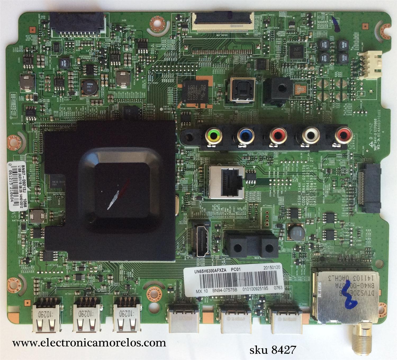 MAIN / SAMSUNG BN94-07575B / BN41-02157B / BN97-09212J / MODELO UN65H6300AFXZA AH01 / PANEL CY-GH065CSAV1H