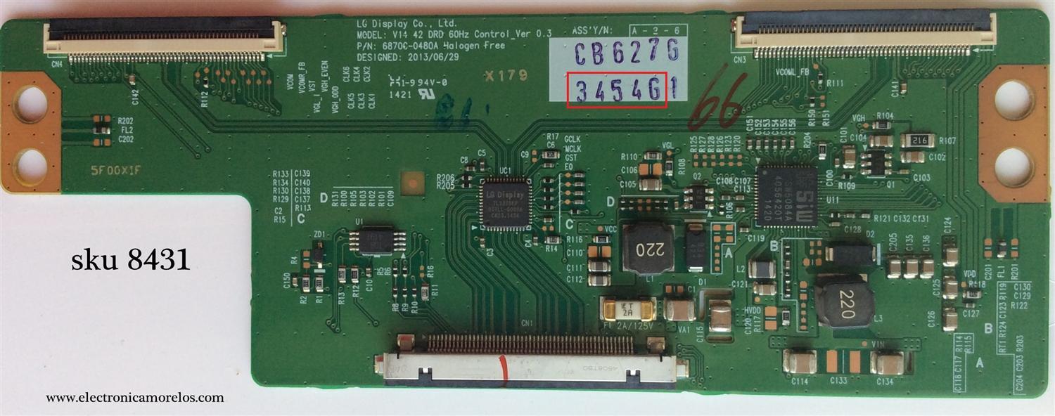T-CON PARA TV SAMSUNG / NUMERO DE PARTE 3454G / 6871L-3454G / 6870C-0480A / PANEL'S LC420DUE (FG)(A3) / LC420DUE (FG)(A4) / MODELOS 42LY540S-UA / 42LY540S-UA.AUSWLJR / 42LB5600-UH / 42LB5600-UH.BUSWLJR / 42LB5800-UG / 42LB5800-UG.BUSWLJM