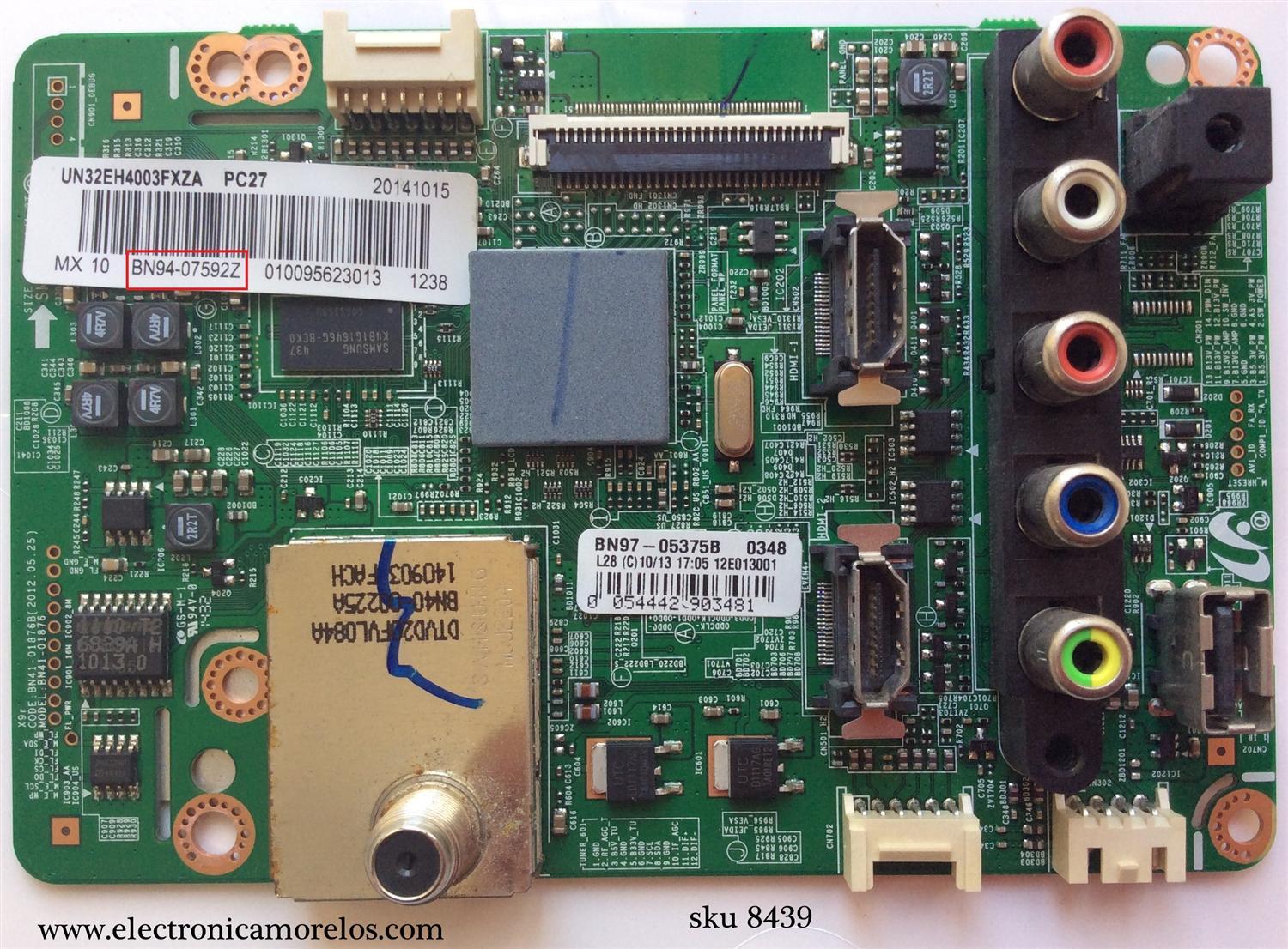 MAIN PARA TV SAMSUNG / NUMERO DE PARTE BN94-07592Z / BN41-01876B / BN97-05375B / BN9407592Z / PANEL CY-DH032AGHV1H / MODELOS UN32EH4003 / UN32EH4003FXZC / UN32EH4003FXZP / UN32EH4003FXZA LD11