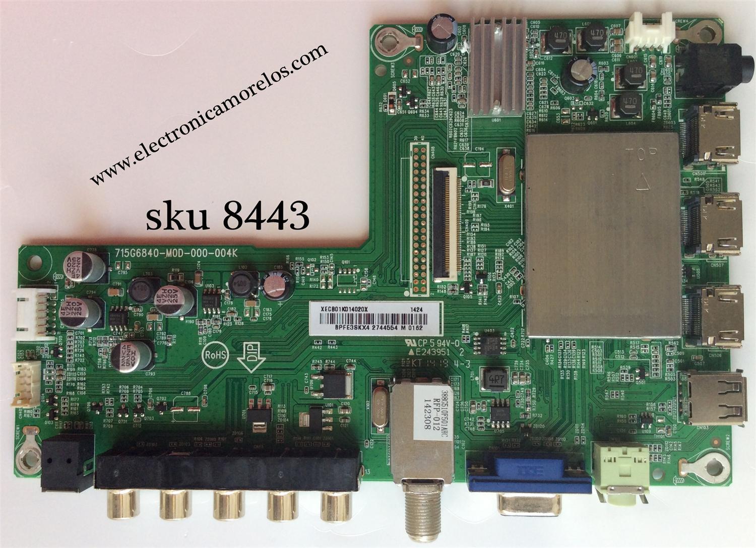 MAIN PARA TV SHARP / NUMERO DE PARTE 756TXECB01K014 / XECB01K014 / 715G6840-M0D-000-004K / 715G6840-M01-000-004T / PANEL TPT420H2-HVN07 REV:S370B / MODELO LC-42LB261U