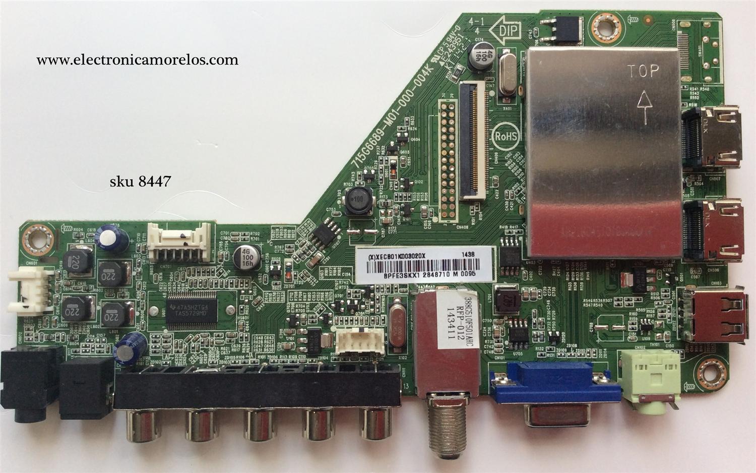 MAIN / INSIGNIA 756TXECB01K003 / 715G6689-M01-000-004K / XECB01K003 / 756TXECB01K0030 / PANEL TPT400LA-J6PE1 REV:SC16 / MODELO NS-40D510NA15 / NS-40D510NA15 REV.A