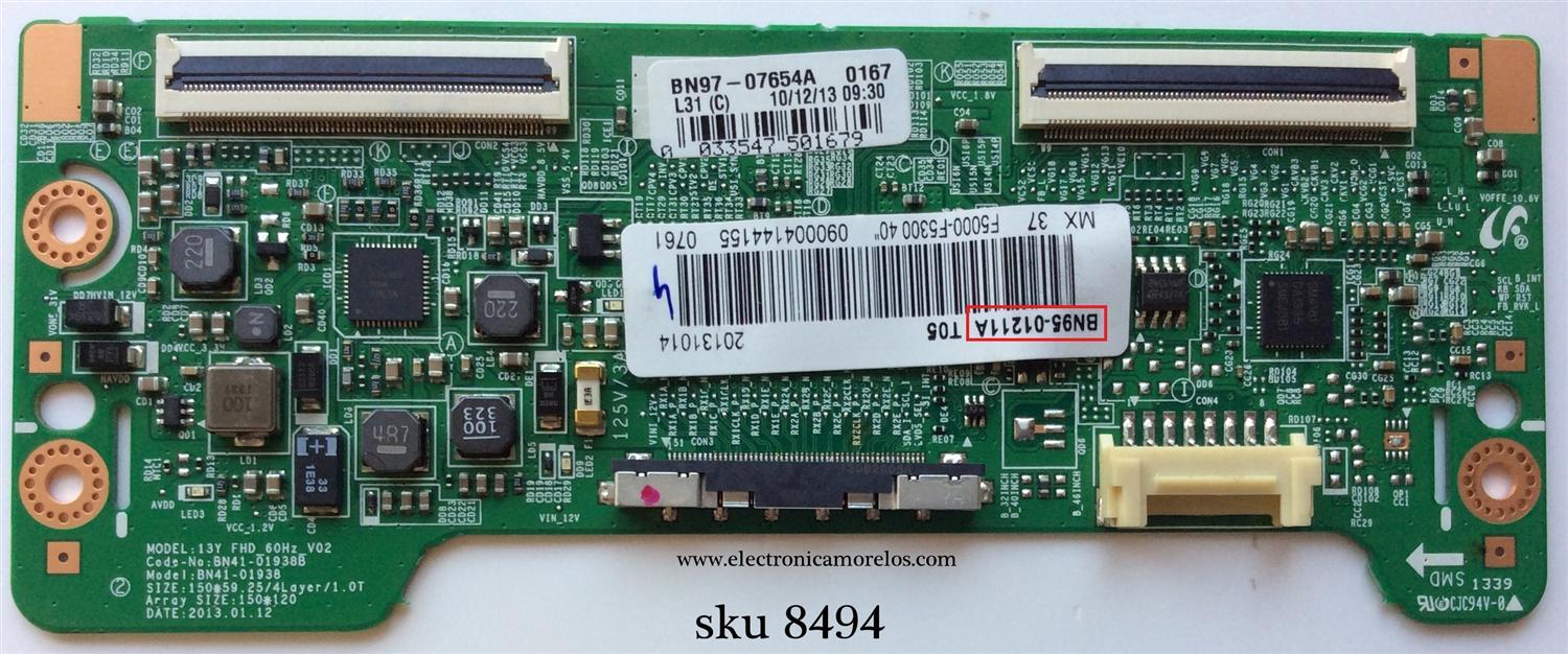 T-CON PARA TV SAMSUNG / NUMERO DE PARTE BN95-01211A / BN97-07654A / BN41-01938B / PANEL'S CY-DF400BGLV1H / CY-DF400BGLV3H / MODELOS UN40EH5000 / UN40H5203 / UN40EH5300 / LH40HDBPLGA/ZA / HG40NA570LFXZA / LH40EDCPLBC/ZA US02