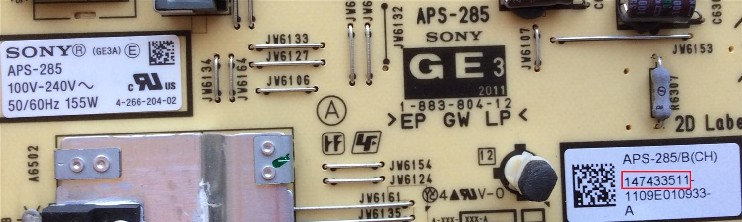 FUENTE DE PODER / SONY 1-474-335-11 / 147433511 / 1-883-804-12 / APS-285 / SUSTITUTA 1-474-287-11 / 147428711 / PANEL LTY400HM08 / MODELOS KDL-40EX520 / KDL-40EX521 / KDL-40EX523 / KDL-46EX520 / KDL-46EX521 / KDL-46EX523 - Imagen 2
