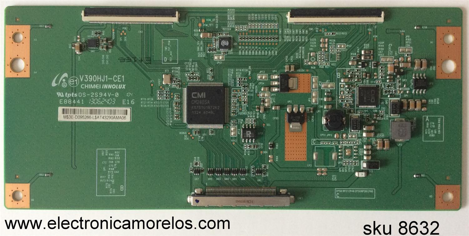 T-CON PARA TV SANYO / NUMERO DE PARTE 3E-D095266 / V390HJ1-CE1 / E88441 / PANEL V390HJ1-LE1 Rev.C1 / MODELO DP39E23 P39E23-00