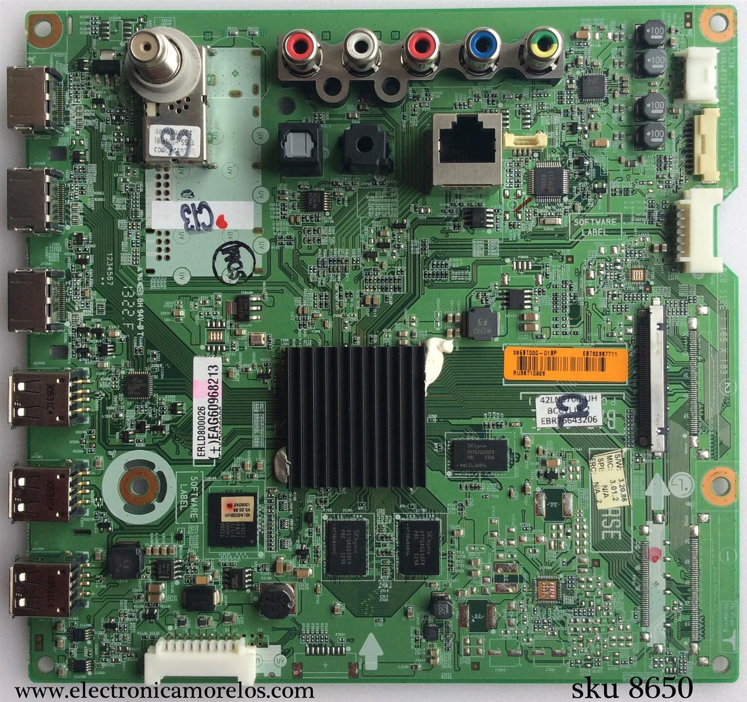 MAIN PARA TV LG ORIGINAL / NUMERO DE PARTE EBT62387711 / EAX64872104 / PANEL LC420DUE (SF)(R1) / MODELO 42LN5700-UH.BUSYLJR 