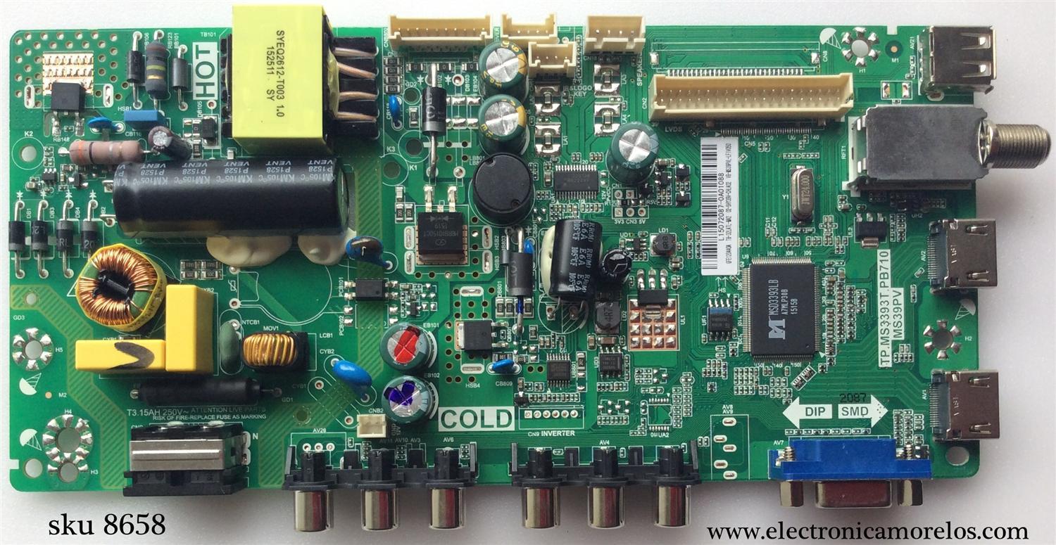MAIN FUENTE PARA TV PIONEER T8-32LATL-MA2 / TP.MS3393T.PB710 / 02-SHY39V-CHLA02 / MS39PV / PANEL ST3151A05-B / MODELO PLE-3205HD