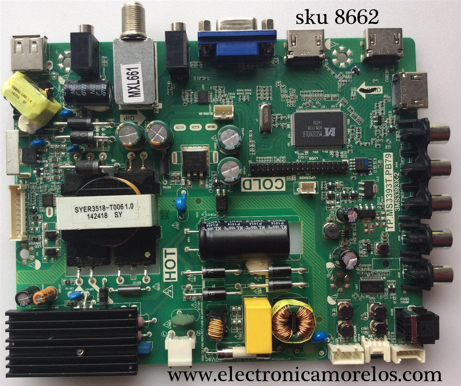 FUENTE MAIN (COMBO) / TCL B14060655 / 02-SHY39A-CLS003 / TP.MS3393T.PB79 / MODELO 42''	