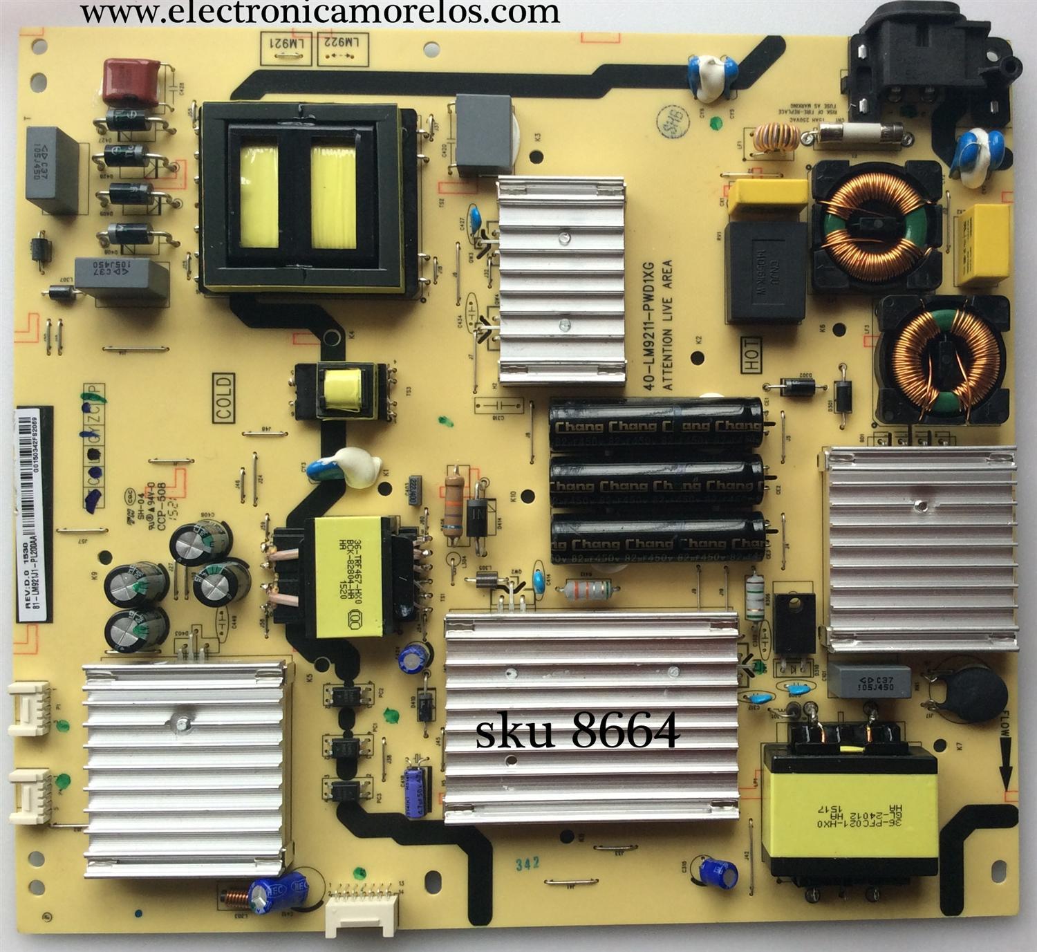 FUENTE DE PODER PARA TV TCL 81-LM921J1-PL200AA / 40-LM9211-PWD1XG / MODELO  L55E5800A