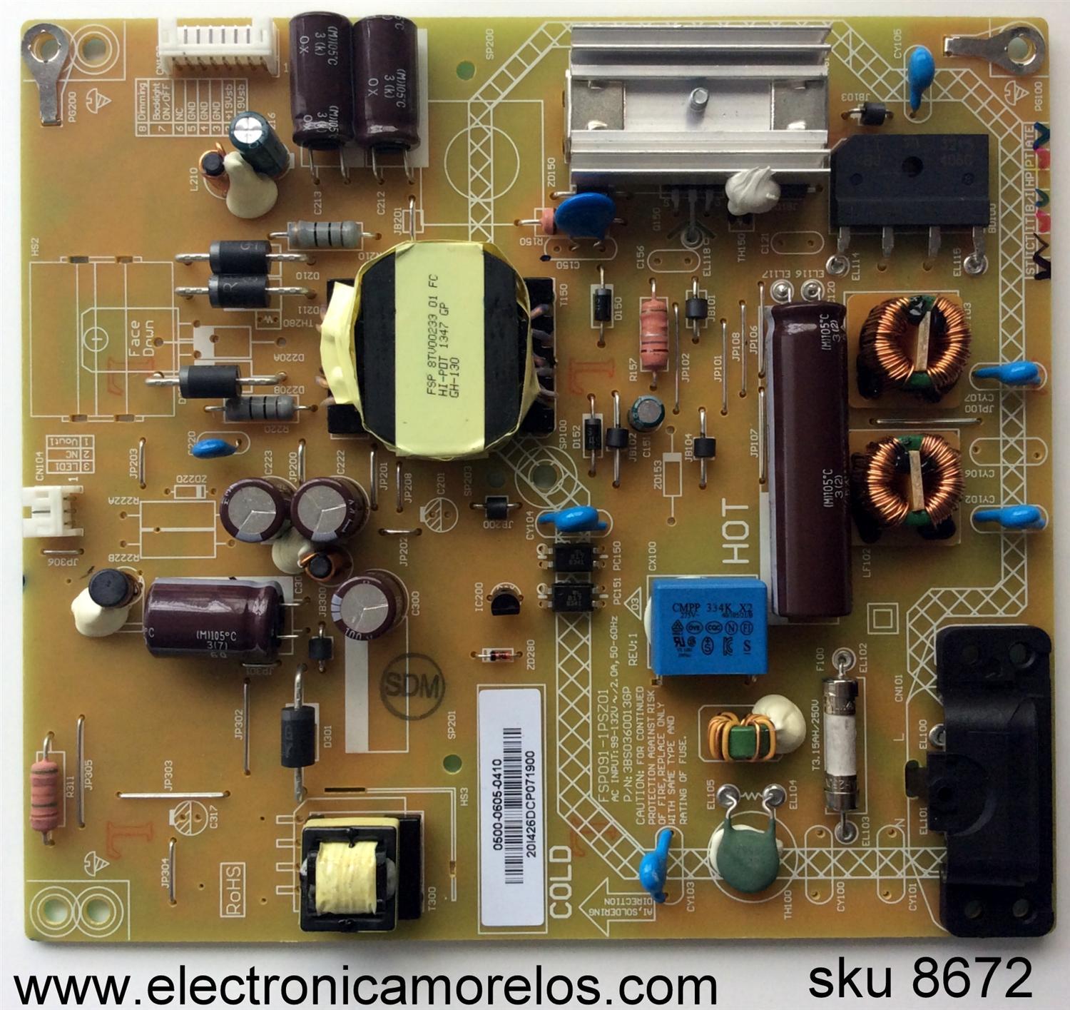 FUENTE DE PODER / VIZIO 0500-0605-0410 / FSP091-1PSZ01 / 050006050410 / 3BS0360013GP / 0500-0605-0410R / MODELOS E390-B0 LAQAPSBQ / E390-B0 LAT8PSBP / E390-B0 LAQ8PSBQ / E390-B0 LAT8PSBQ