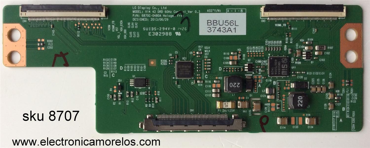 T-CON / LG 6871L-3743A / 3743A / 6870C-0480A / MODELO 42LY340C-UA.AUSWLQR	/ 42LB5600-UZ.BUSWLOR / 42LB5600-UZ.BUSWLQR
