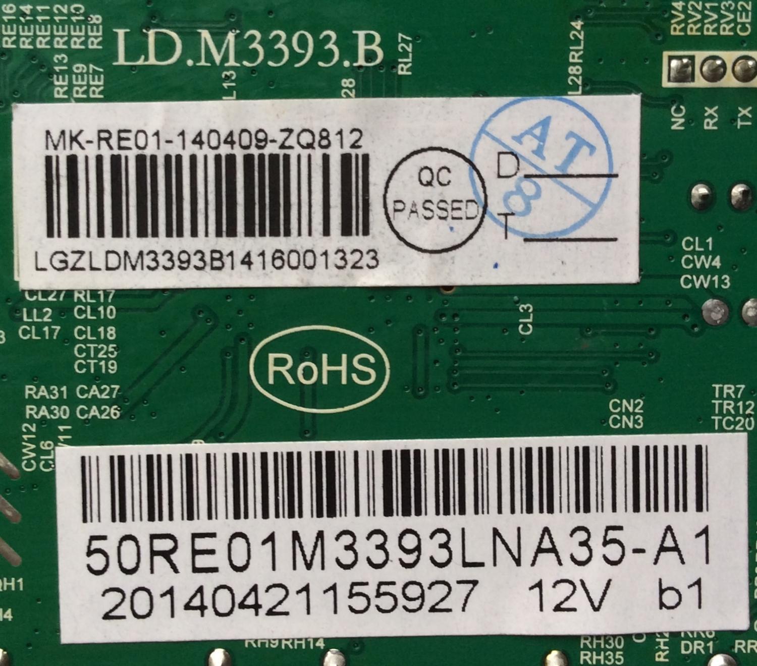 MAIN / RCA 3393B1416 / LD.M3393.B / 50RE01M3393LNA35-A1 / 3393B1416 V.1 / PANEL`S V500HK1-LS6-12V / T550HVN01.8 / V500HJ1-PE8-12V / MODELOS LED50B45RQ / LED55C55R120Q - Imagen 2
