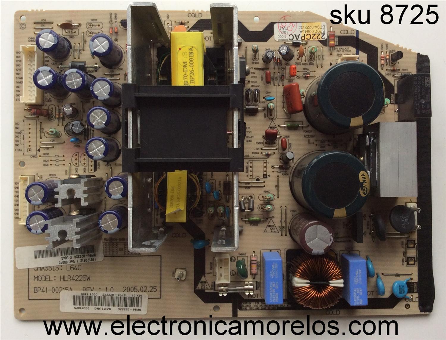 FUENTE DE PODER / SAMSUNG BP94-02222C / BP97-00945A / BP41-00215A / MODELO HLR4266WS/XAA 0001	