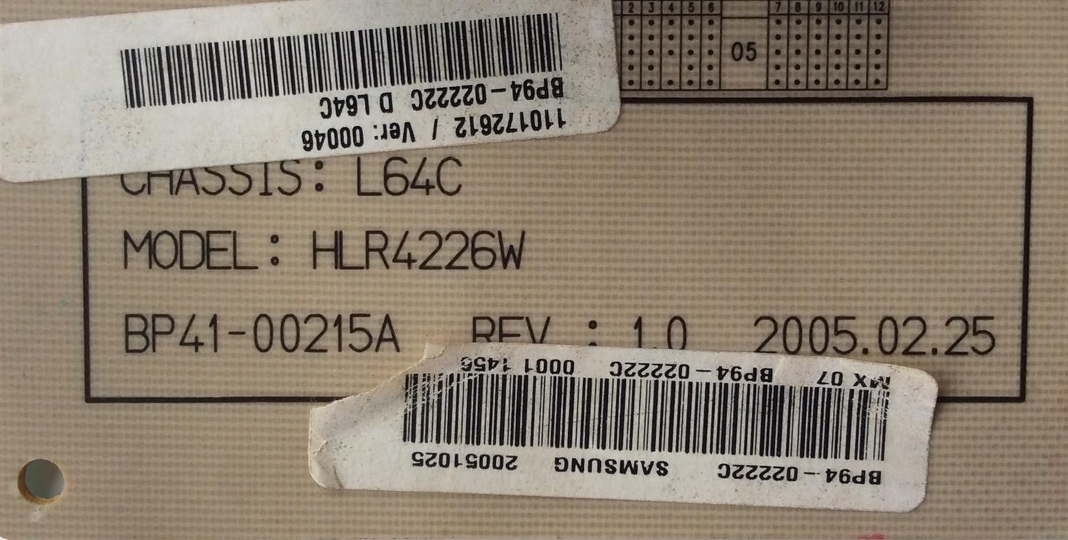 FUENTE DE PODER / SAMSUNG BP94-02222C / BP97-00945A / BP41-00215A / MODELO HLR4266WS/XAA 0001	 - Imagen 2