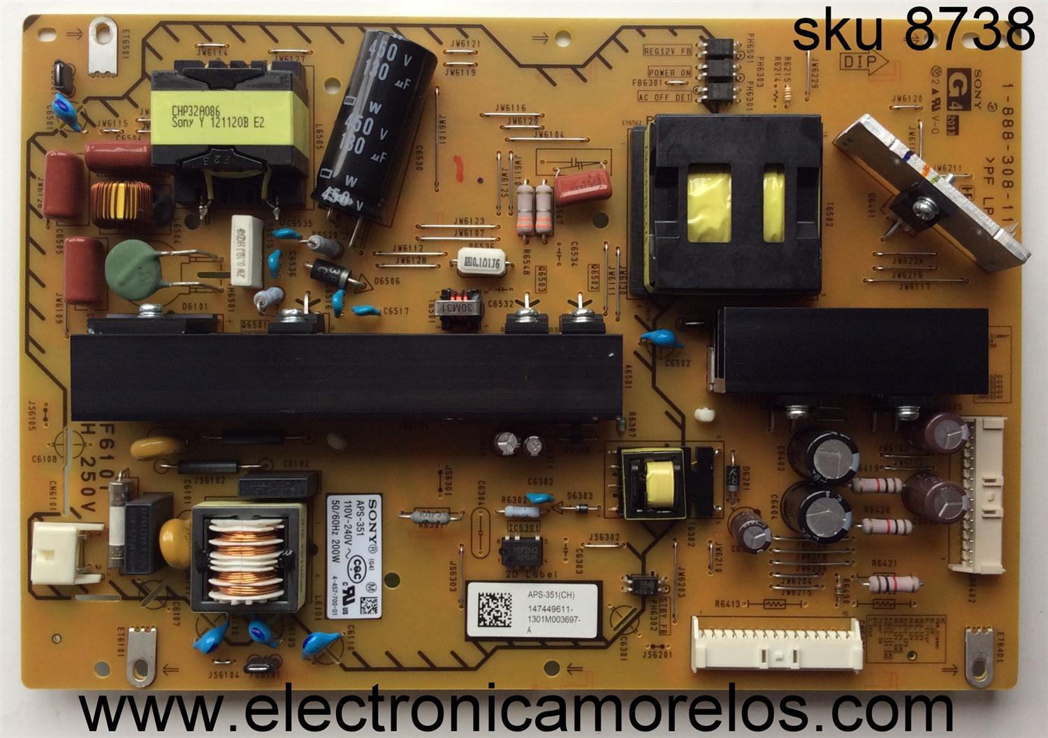 FUENTE DE PODER / SONY 1-474-496-11 / 147449611 / 1-888-309-11 / APS-351(CH) / MODELO KDL-50R550A	