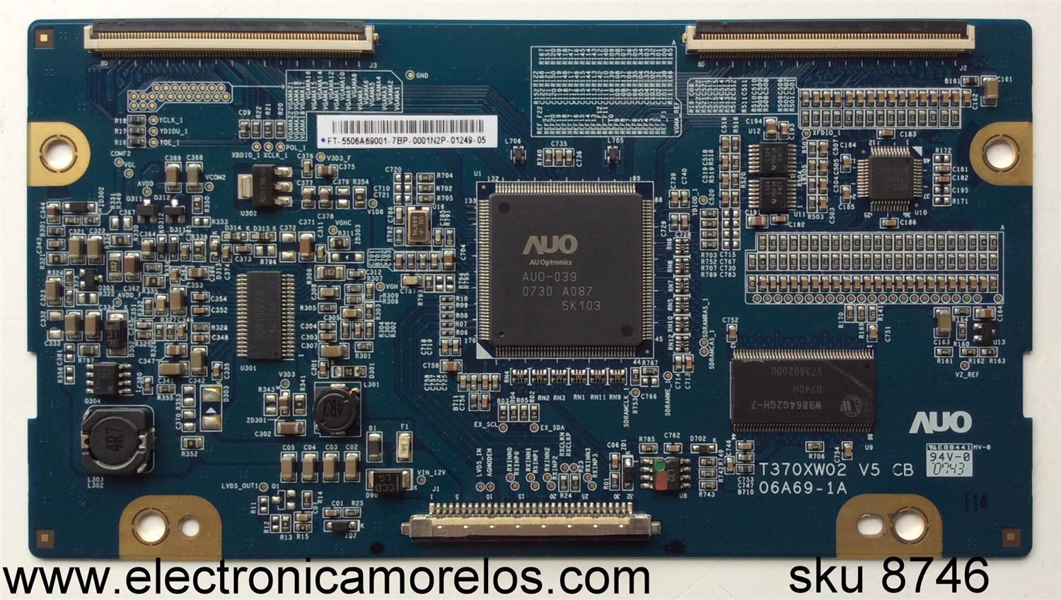 T-CON / INSIGNIA 55.06A69.001 / 5506A69001 / T370XW02 V5 / 06A69-1A / MODELO NS-LCD37-09	