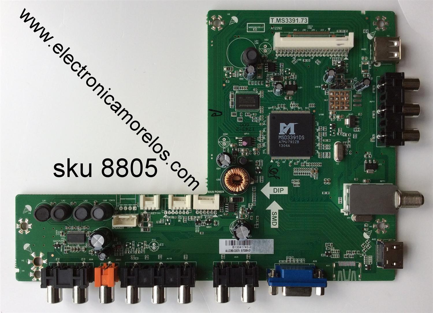 MAIN / TCL B13041743 / T.MS3391.73 / 4A-LCD280-CS2GTA / 02-TCB391-C	/ MODELO 28''