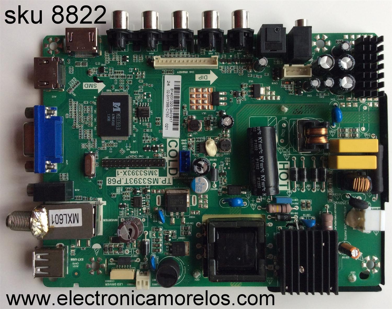 MAIN / FUENTE / (COMBO) SANYO B14031320 / 02-SHY39B-CYS0 / TP.MS3393T.P68 / 3MS3393X-1 / MODELO DP24E14 P24E14-03	