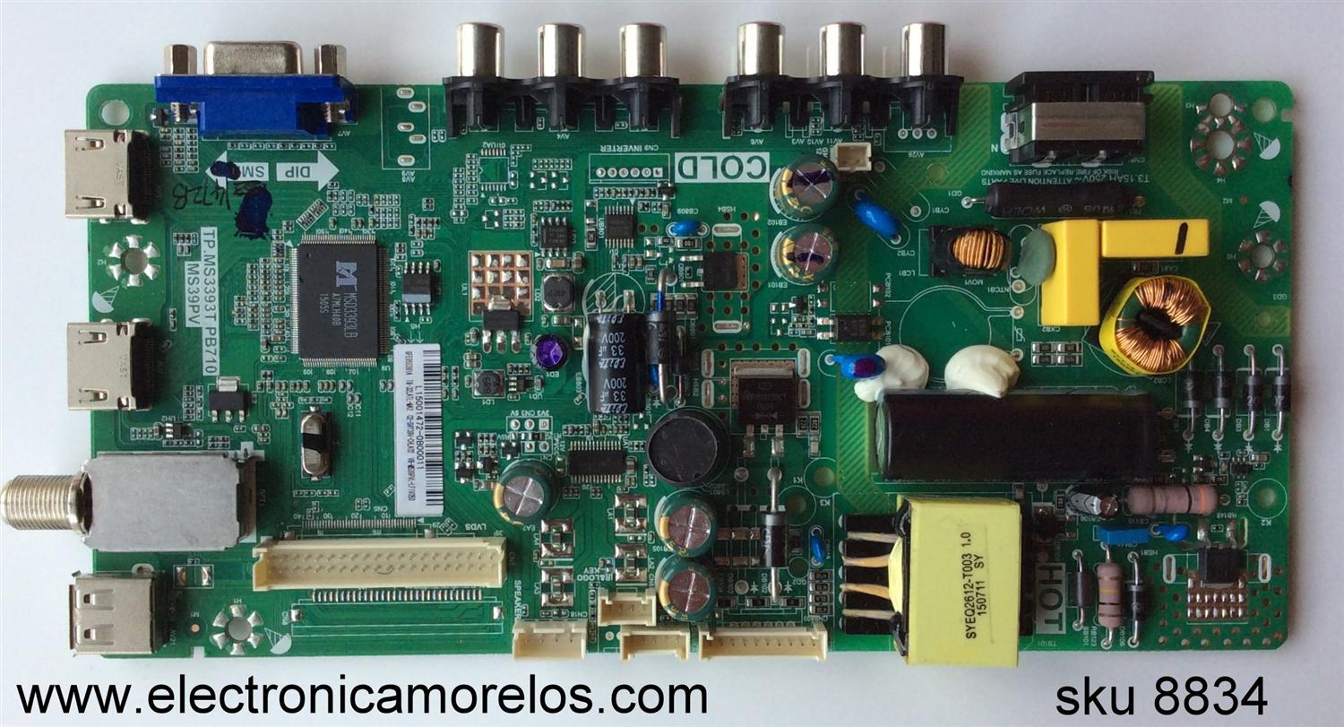 MAIN / FUENTE / (COMBO) TCL L15001472 / GFE952281A / 02-SHY39V-CHLA02 / V8-WS39PVL-LF1V050 / TP.MS3393T.PB710 / MS39PV / T8-32LATL-MA2