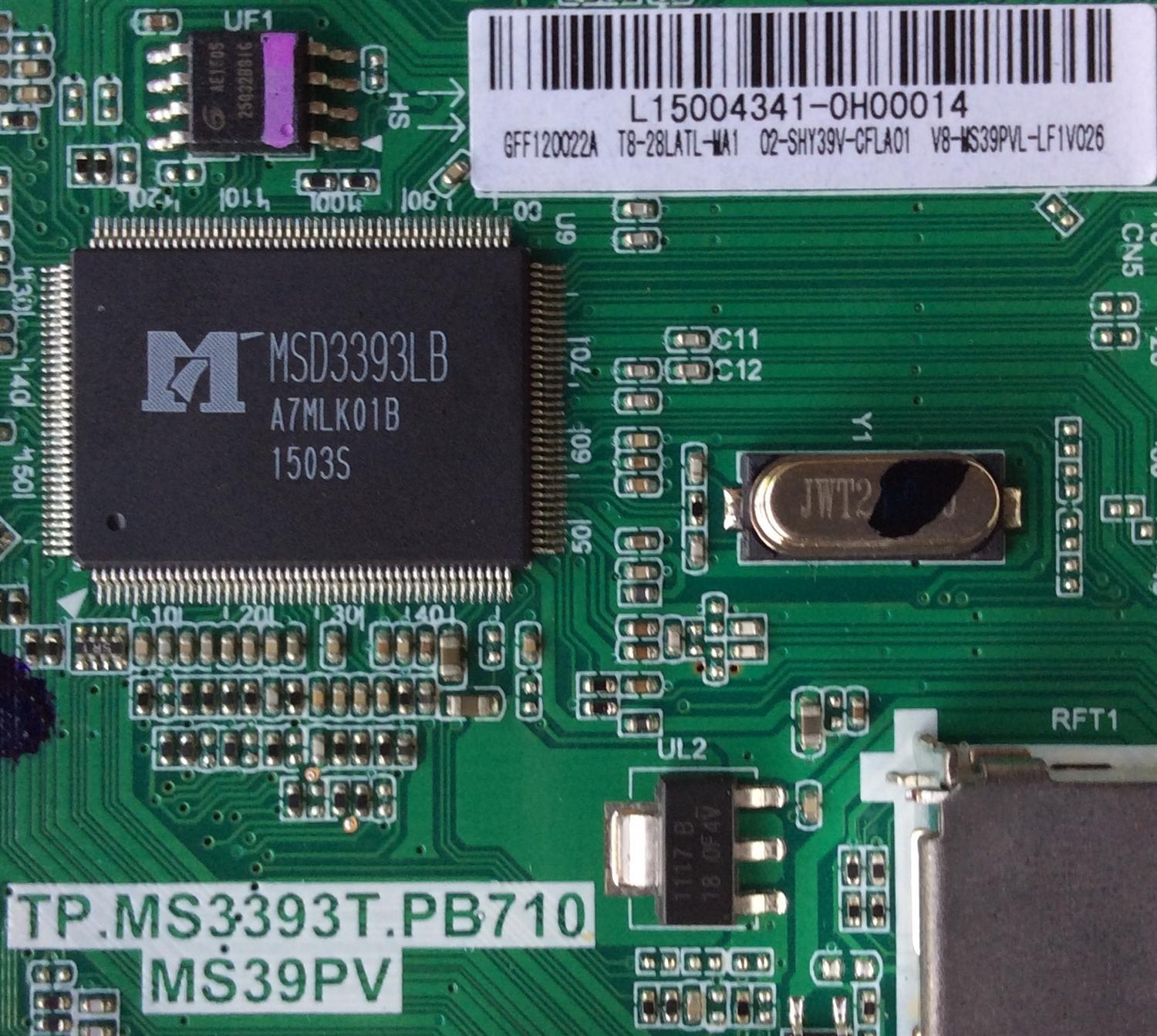 MAIN FUENTE PARA TV TCL GFF120022A / TP.MS3393T.PB / T8-28LATL-MA1 / L15004341 / 02-SHY39V-CFLA01 / V8-WS39PVL-LF1V026 / MODELO 28'' - Imagen 2