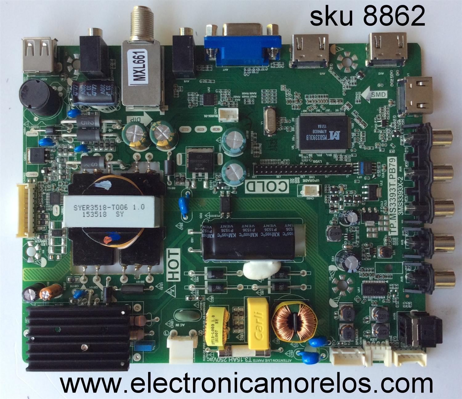 MAIN FUENTE (COMBO) PARA TV TCL / NUMERO DE PARTE B15093069 / TP.MS3393T.PB79 / 02-SHG39A-C001000 / 3MS3393X-2 / L32R6400TN