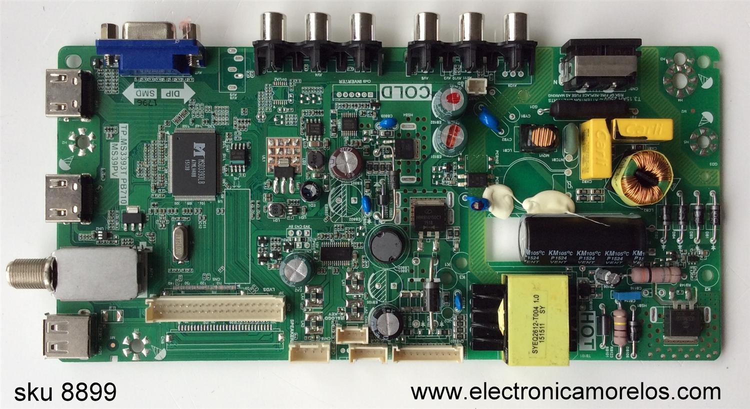 MAIN FUENTE PARA TV TCL L15061796 / GFF120050L / TPT.MS3393T.PB710 / 02-SHY39V-CFLA02 / V8-WS39PVL-LF1V102	