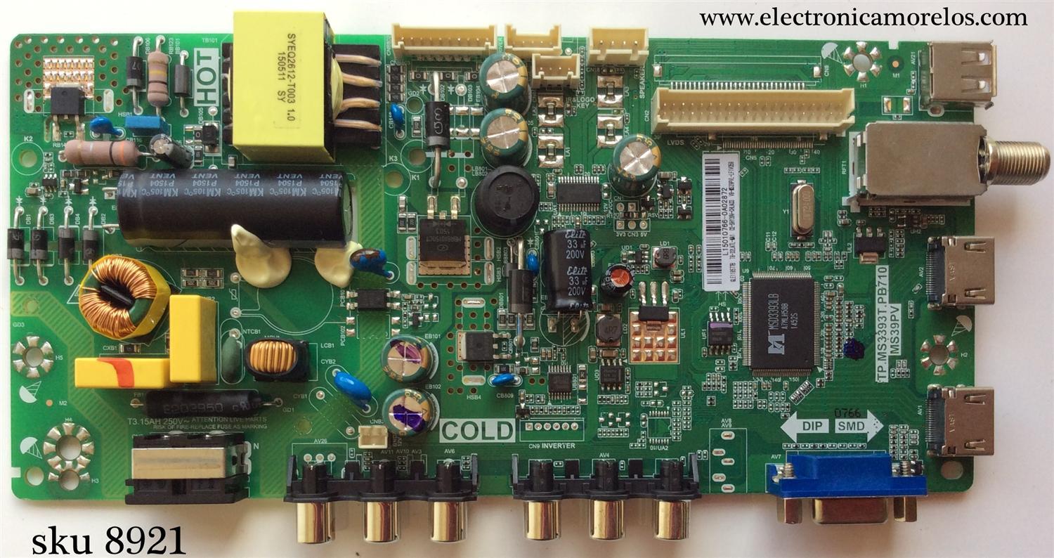 MAIN FUENTE (COMBO) PARA TV TCL / NUMERO DE PARTE T8-32LATL-MA1 / MS39PV / TP.MS3393T.PB710 / GLE118577B / 02-SHY39V-CHLA03 / V8-MS39PVL-LF1V059 / L15010766 / MODELO DE 32''