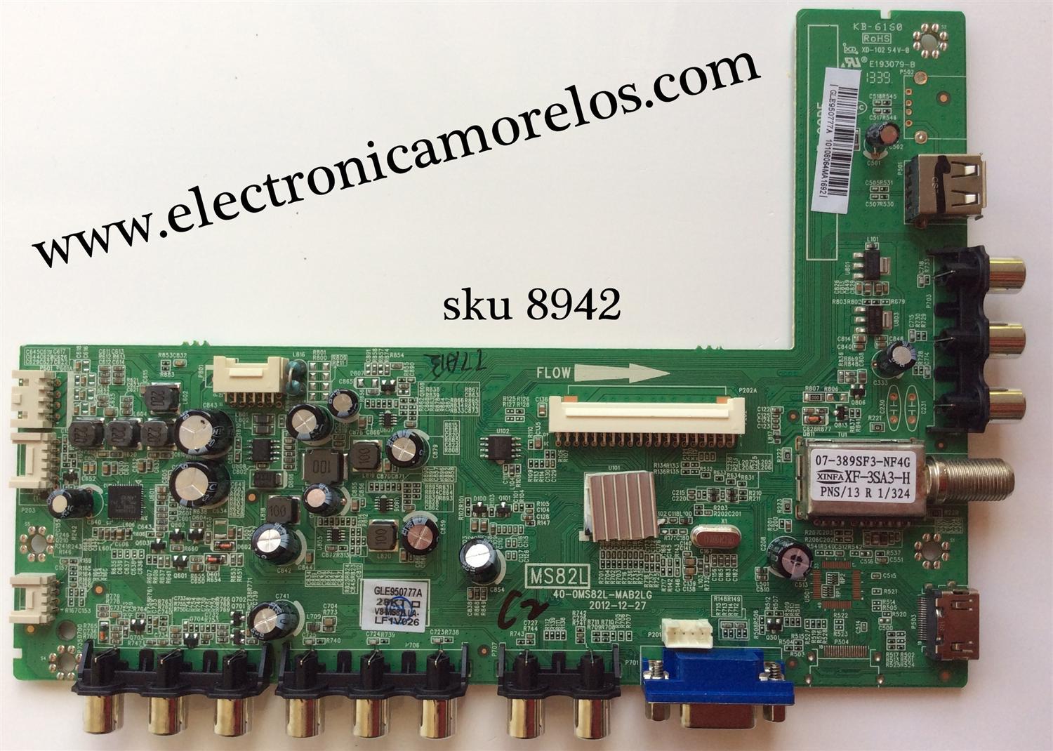 MAIN PARA TV TCL NUMERO DE PARTE  V8-MS82ILA-LF1V026 / GLE950777A / MS82L / 40-0MS82L-MAB2LG / MODELO 28''