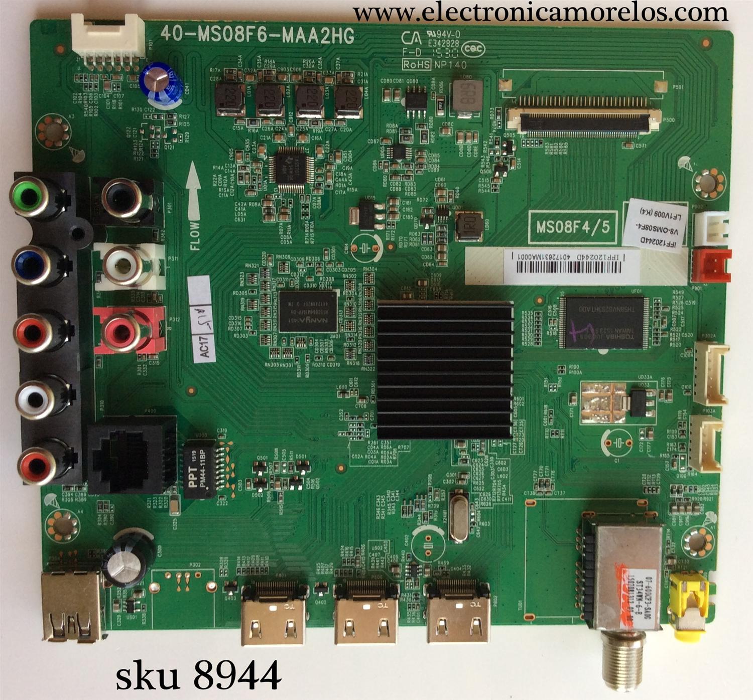 MAIN PARA TV PIONEER NUMERO DE PARTE  IFF120244D / V8-OMS08F4-LF1V009(K4) (K3) (K2) (K1) (K0) / V8-OMS08F4-LF1V009 / V8-0MS08F4-LF1V009 / 40-MS08F6-MAA2HG / MS08F4/5 / MODELO PLE-55S05FHD 	