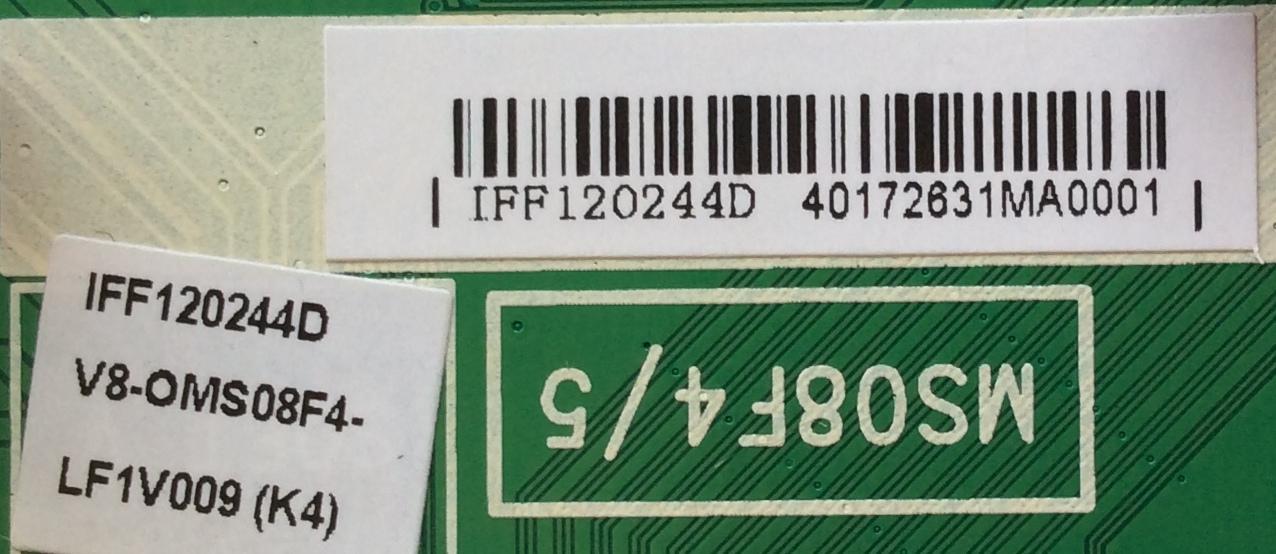 MAIN PARA TV PIONEER NUMERO DE PARTE  IFF120244D / V8-OMS08F4-LF1V009(K4) (K3) (K2) (K1) (K0) / V8-OMS08F4-LF1V009 / V8-0MS08F4-LF1V009 / 40-MS08F6-MAA2HG / MS08F4/5 / MODELO PLE-55S05FHD 	 - Imagen 2