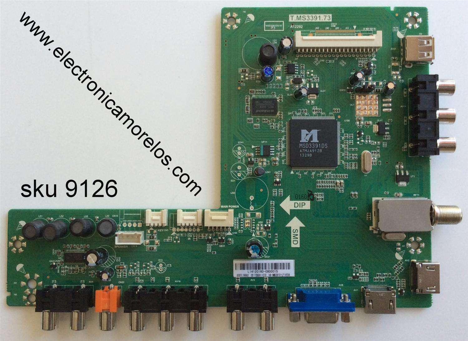 MAIN / TCL L14120160 / OEBTL19683 / 02-TCB391-CT0 / V8-0MS3910-LF1V036 / T.MS3391.73 / MODELO 19''	