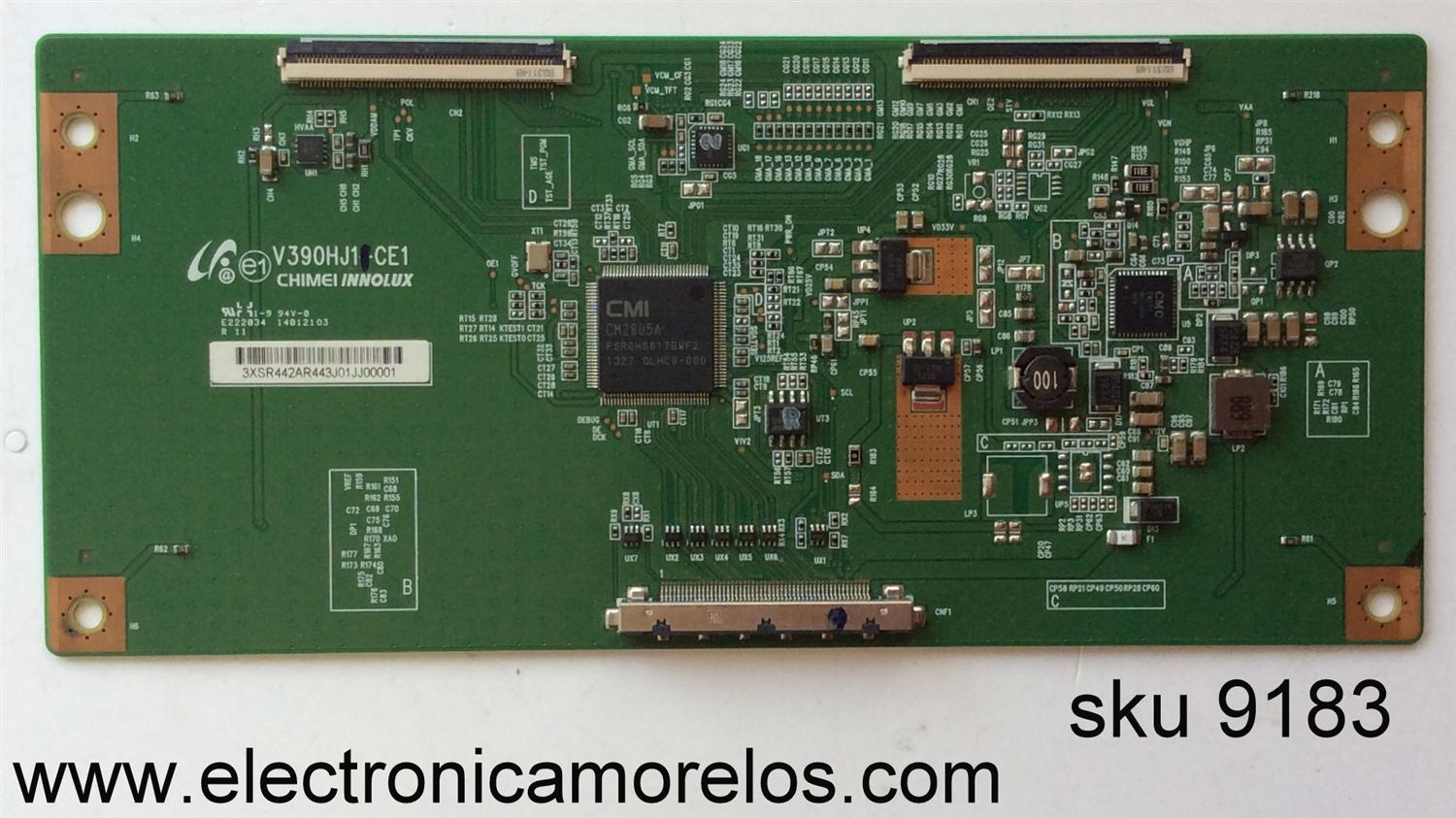 T-CON / SANYO 3XSR442A / V390HJ1-CE1 / MODELO DP39E63 P39E63-00 / PANEL V390HJ1-LE1 REV.C1	