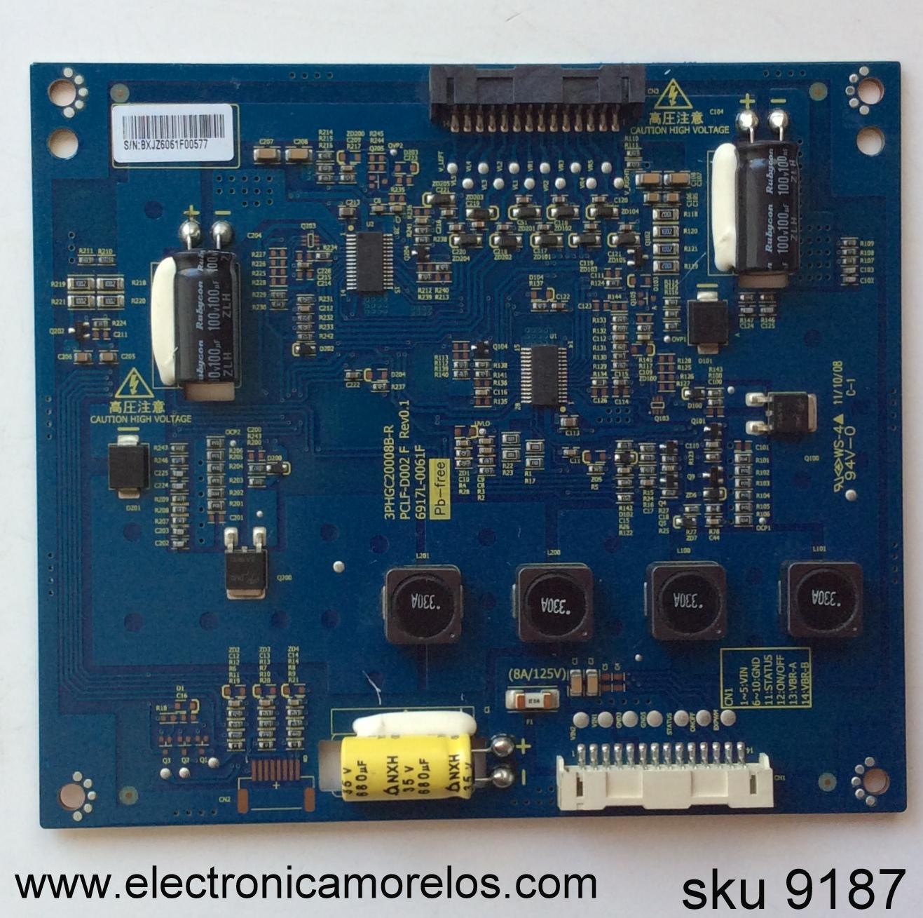 LED DRIVER / LG 6917L-0061F / 3PHGC20008B-R / PCLF-D002 F / MODELO 42LV3500-UA / 42LV3500-UA.CCCYLH / PANEL LC420EUN-RDV1	