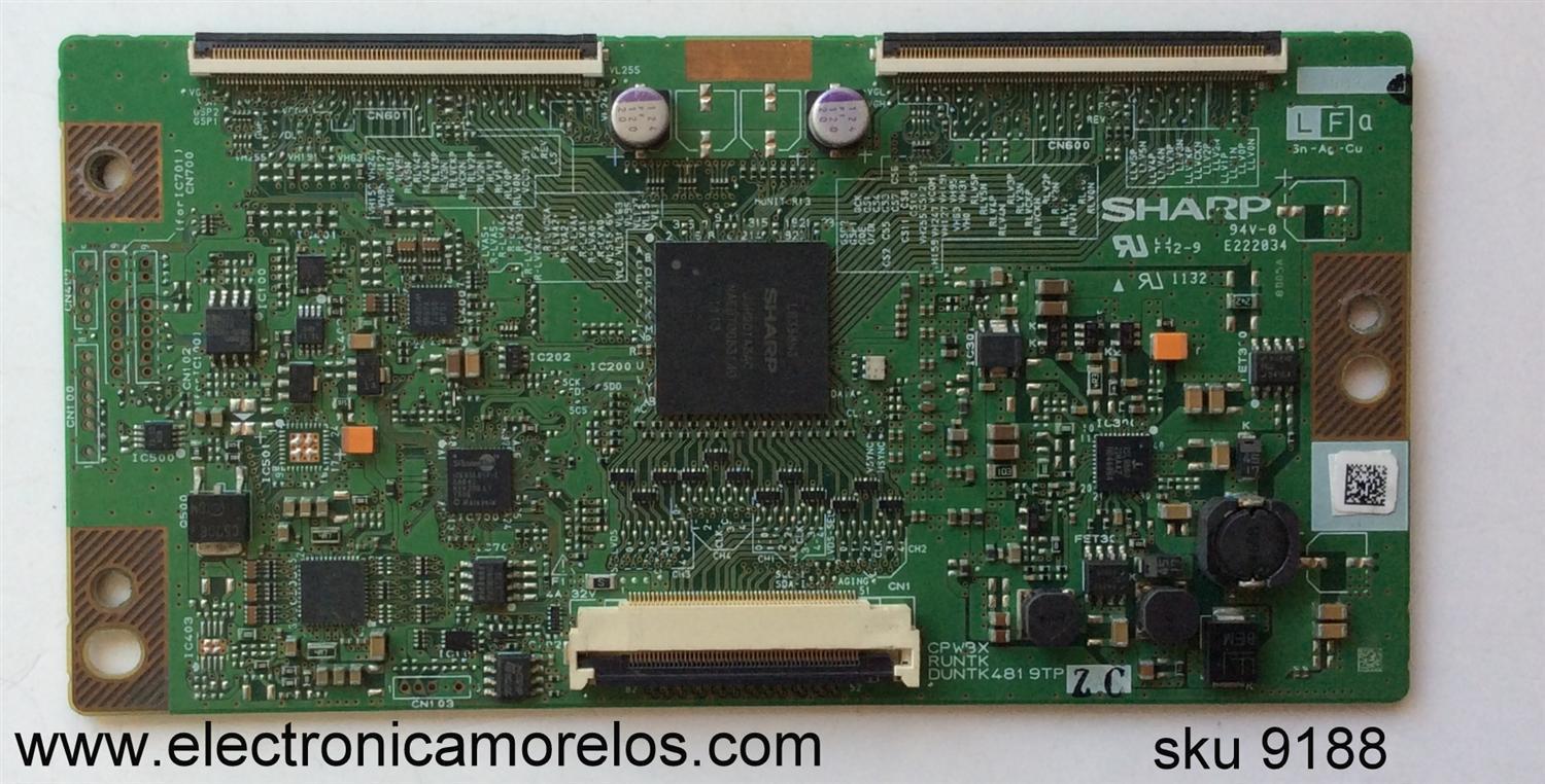 T-CON ORIGINAL PARA TV ELEMENT / NUMERO DE PARTE RUNTK4819TPZC / RUNTK4819TP / DUNTK4819TPZC / PANEL LK400D3HC04 / D400D3-GG51-C0X / MODELO ELEFT406	