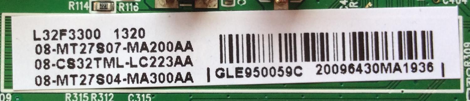MAIN PARA TV TCL 08-CS32TML-LC223AA / 40-MT2700-MAB2LG / V8-OMT2705-LF1V031 / GLE950059C / 08-MT27S07-MA200AA / 08-MT27S04-MA300AA / MODELO L32F3300 - Imagen 2
